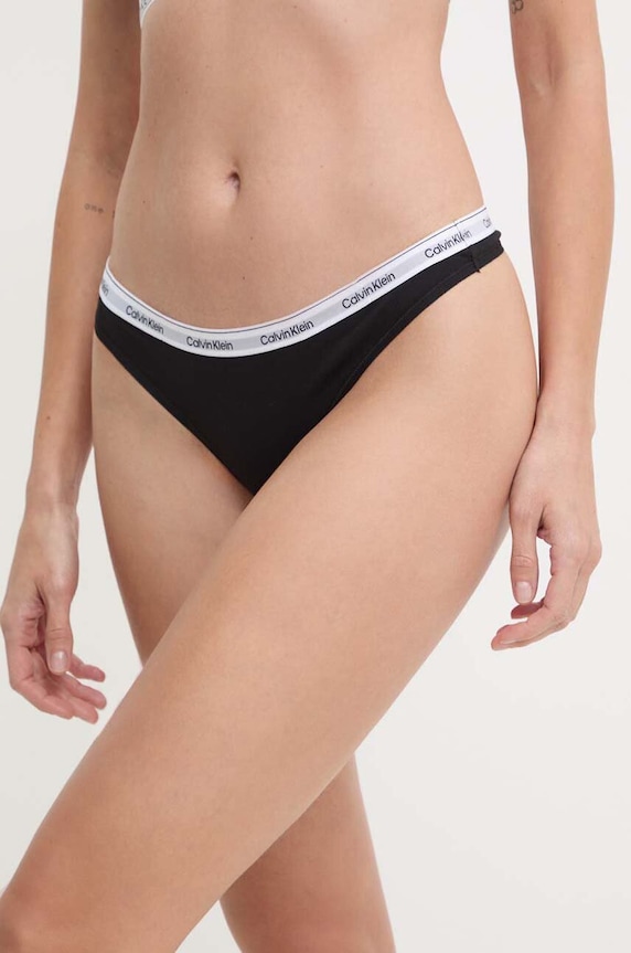 Calvin Klein Underwear stringi damskie bawełniane z elastanem 000QD5043E czarny AA00