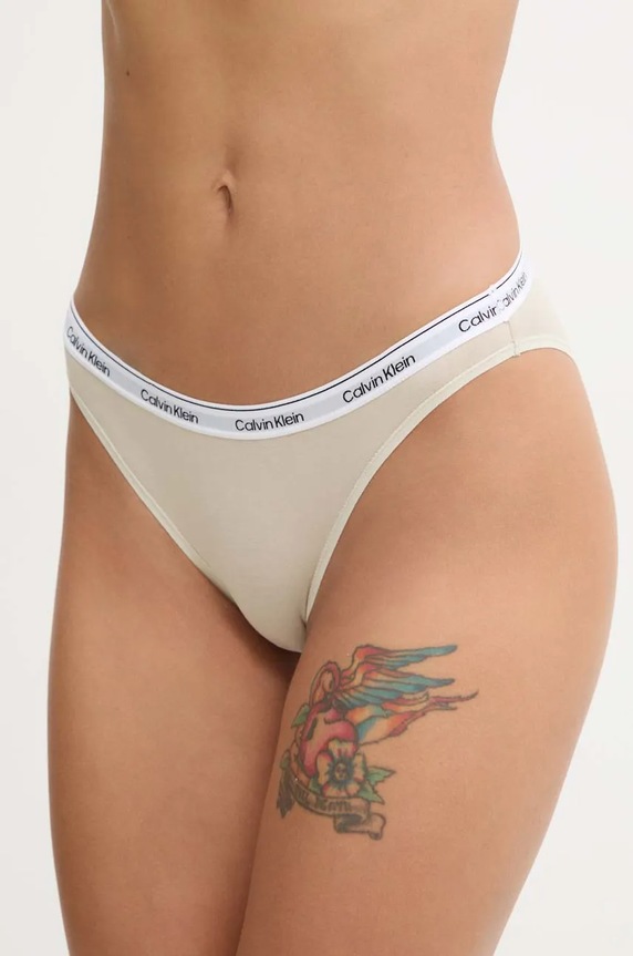 Calvin Klein Underwear figi damskie bawełniane z elastanem dzianina beżowy 000QD5044E