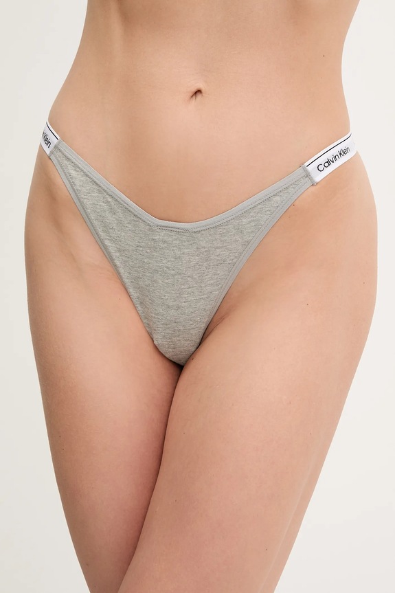 Calvin Klein Underwear stringi damskie bawełniane z elastanem szary 000QD5157E