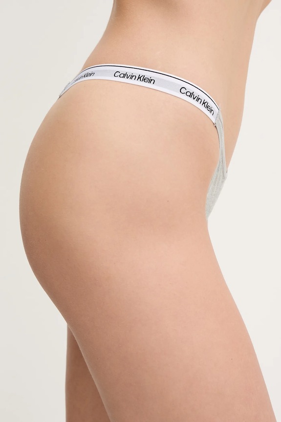 Calvin Klein Underwear stringi damskie bawełniane z elastanem 000QD5157E szary AA00