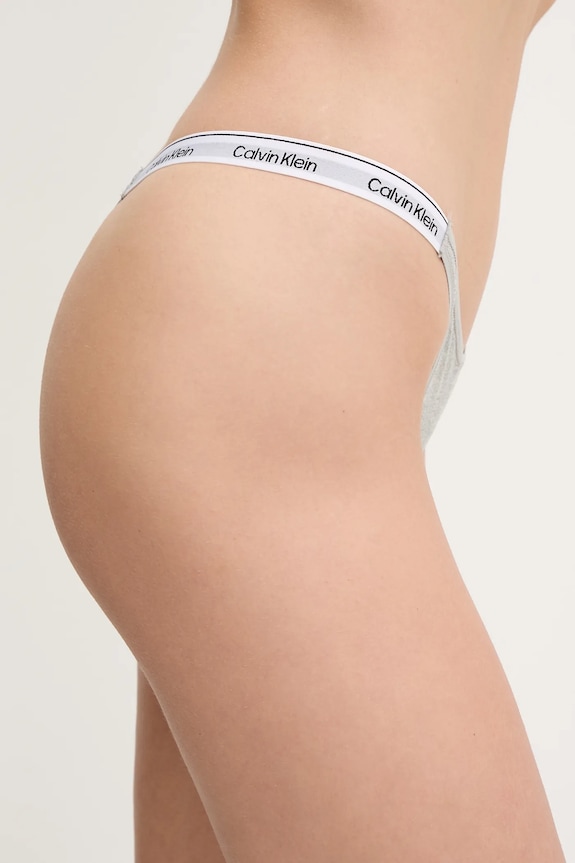 Calvin Klein Underwear stringi damskie bawełniane z elastanem 000QD5157E szary AA00