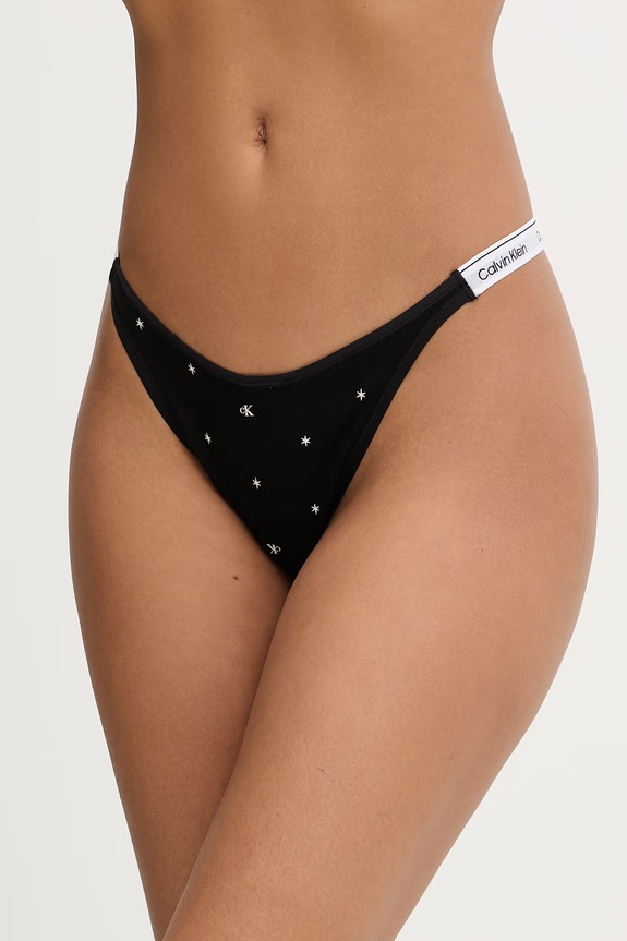 Calvin Klein Underwear tange ženske od pamuka s elastanom crna 000QD5157E