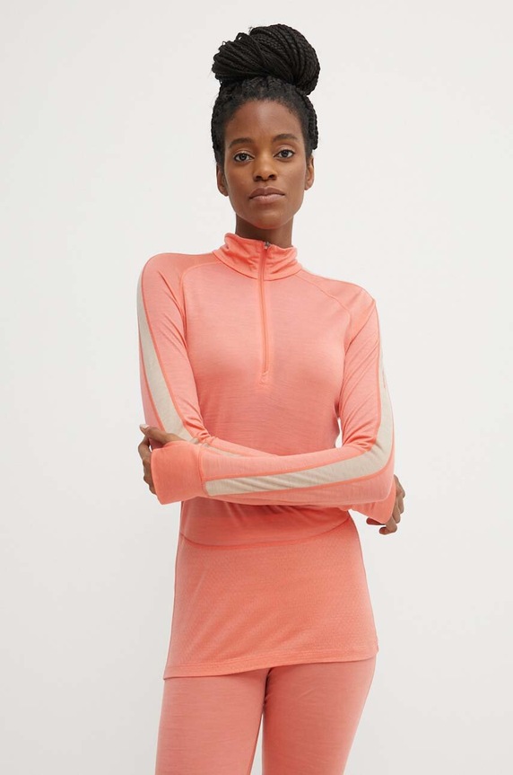 Icebreaker longsleeve funkcyjny 125 ZoneKnit Merino Blend Planet friendly pomarańczowy IB0A56XFB951