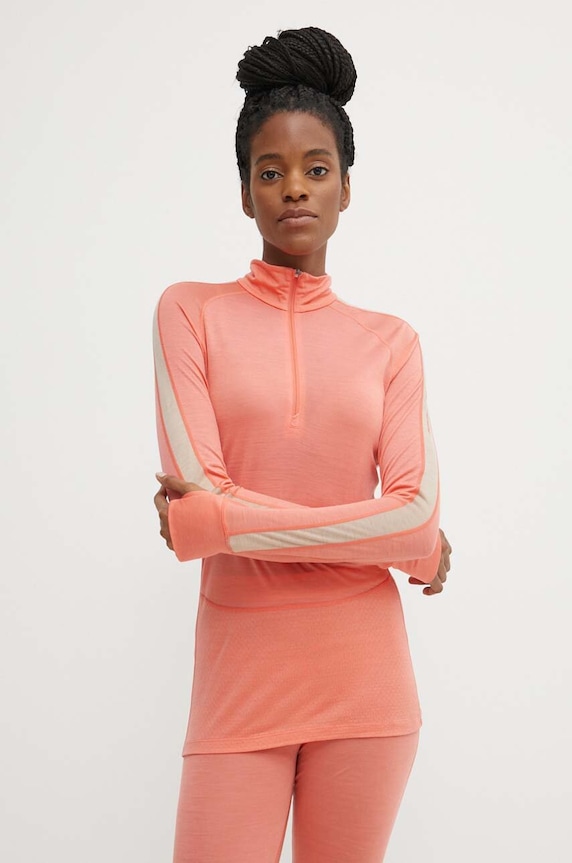 Icebreaker longsleeve funkcyjny 125 ZoneKnit Merino Blend Planet friendly pomarańczowy IB0A56XFB951