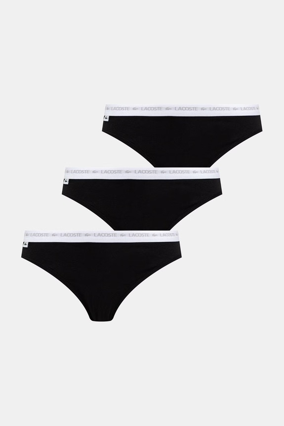 Lacoste stringi damskie bawełniane z elastanem 3-pack czarny 8F1341