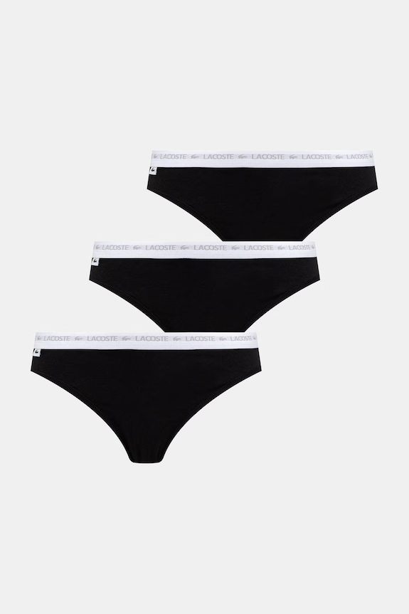 Lacoste stringi damskie bawełniane z elastanem 3-pack czarny 8F1341