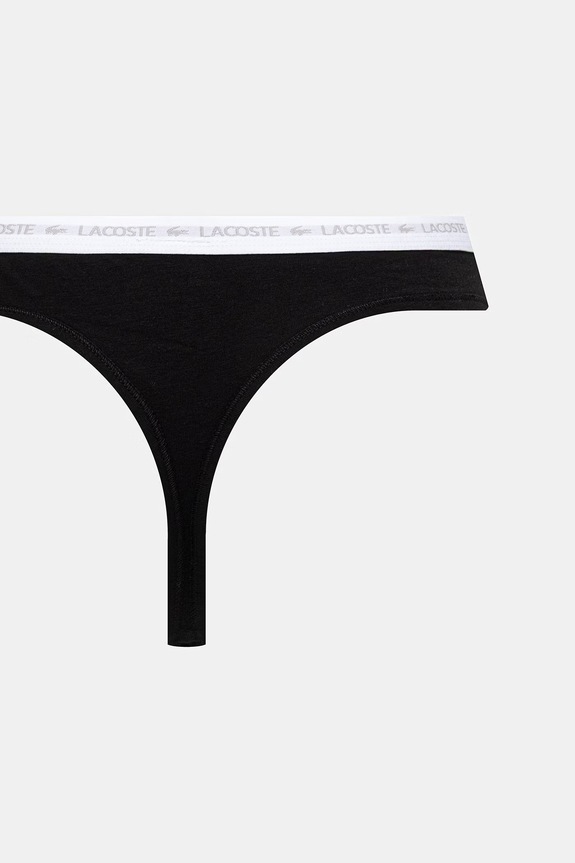 Odzież Lacoste stringi damskie bawełniane z elastanem 3-pack 8F1341 czarny