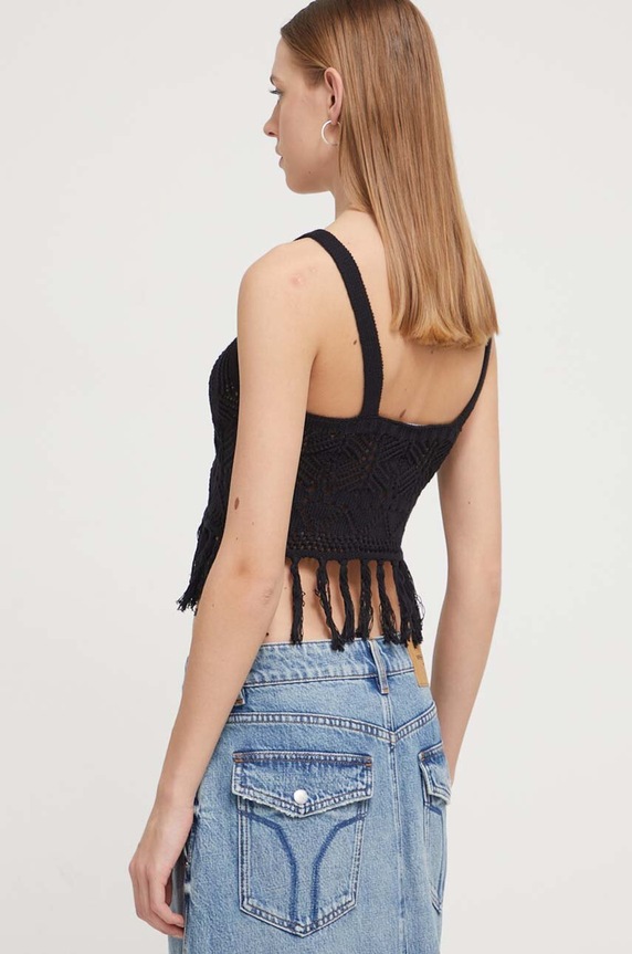 Oblečenie Bavlnený plážový top Desigual 24SWMF01 čierna