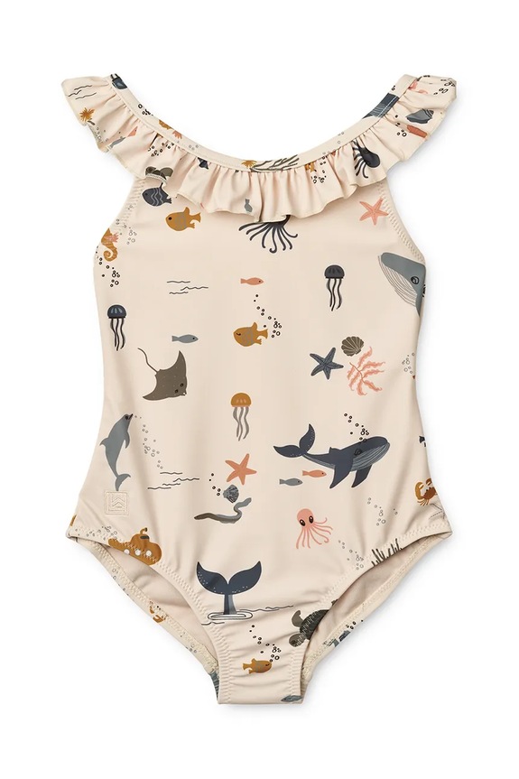Jednodílné dětské plavky Liewood Kallie Printed Swimsuit měkké béžová LW18589