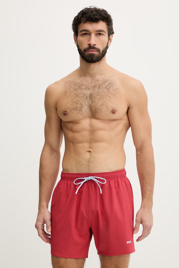 BOSS Pantaloni scurți de baie bărbați Tio Planet friendly rosu 50491601