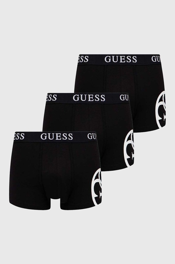 Boxerky Guess PLACED 3-pack pletenina černá U4RG04.K6YW0
