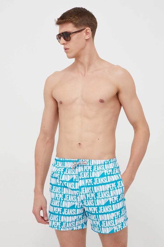 Pepe Jeans szorty kąpielowe AO LOGO SWIMSHORT Planet friendly niebieski PMB10384