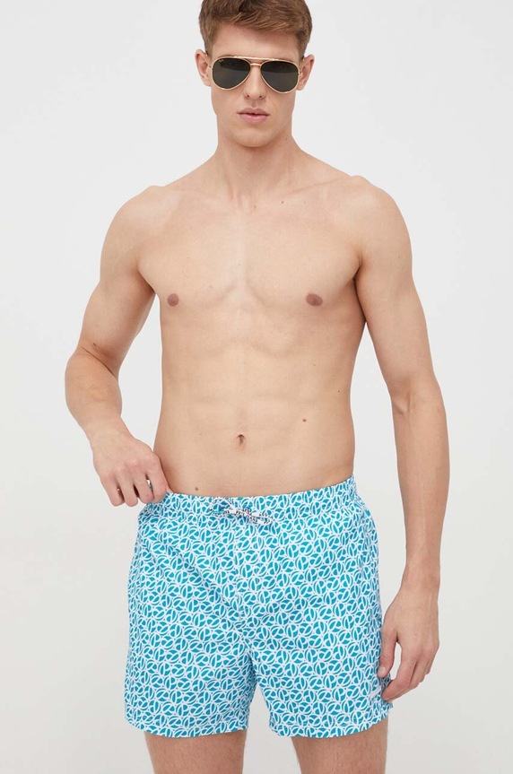 Pepe Jeans szorty kąpielowe P PRINT SWIMSHORT Planet friendly turkusowy PMB10394