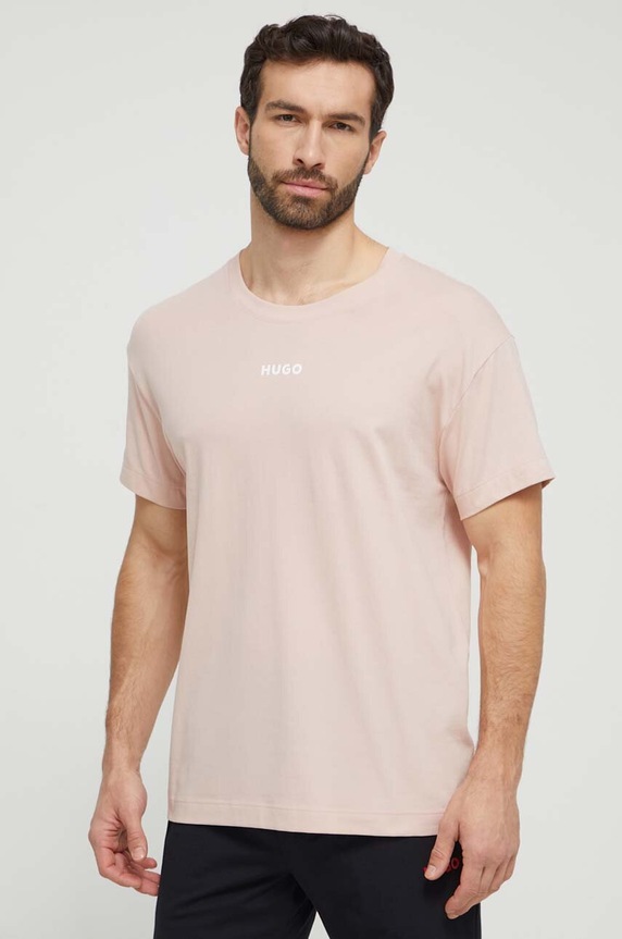 HUGO t-shirt lounge z elastanem różowy 50518646