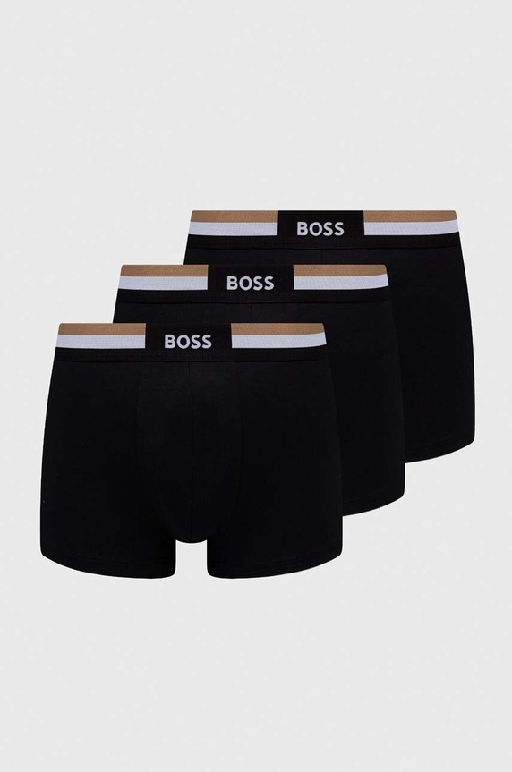 BOSS boxeri pentru bărbați cu bumbac Trunk 3P Motion pachet de 3 boxeri negru 50516542
