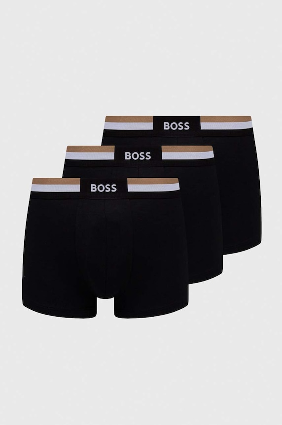 BOSS boxeri pentru bărbați cu bumbac Trunk 3P Motion pachet de 3 boxeri negru 50516542
