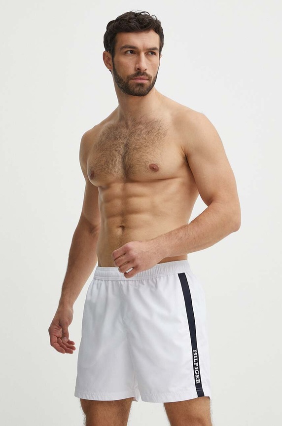 Plavkové šortky Tommy Hilfiger Planet friendly bílá UM0UM03213