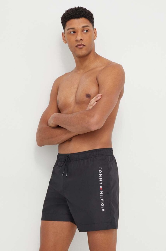 Plavkové šortky Tommy Hilfiger Planet friendly černá UM0UM03258