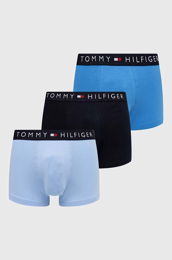 Μποξεράκια Tommy Hilfiger 3-pack εφαρμοστό σορτς μπόξερ μπλε UM0UM03180