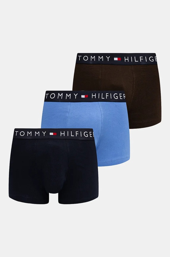 Boxerky Tommy Hilfiger 3-pak pletenina modrá UM0UM03180