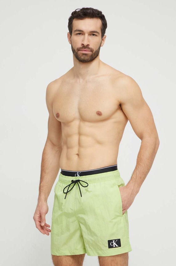 Calvin Klein szorty kąpielowe Planet friendly zielony KM0KM00981