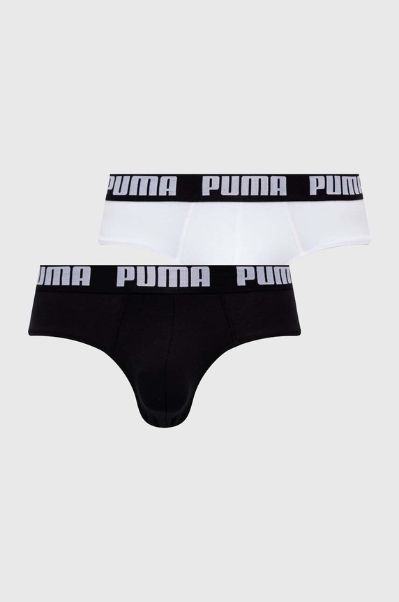 Puma мъжки слипове от памук с еластан Everyday Brief 2 броя трикотаж бял 938322