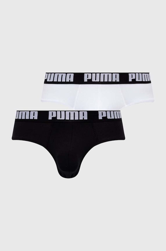 Puma мъжки слипове от памук с еластан Everyday Brief 2 броя трикотаж бял 938322
