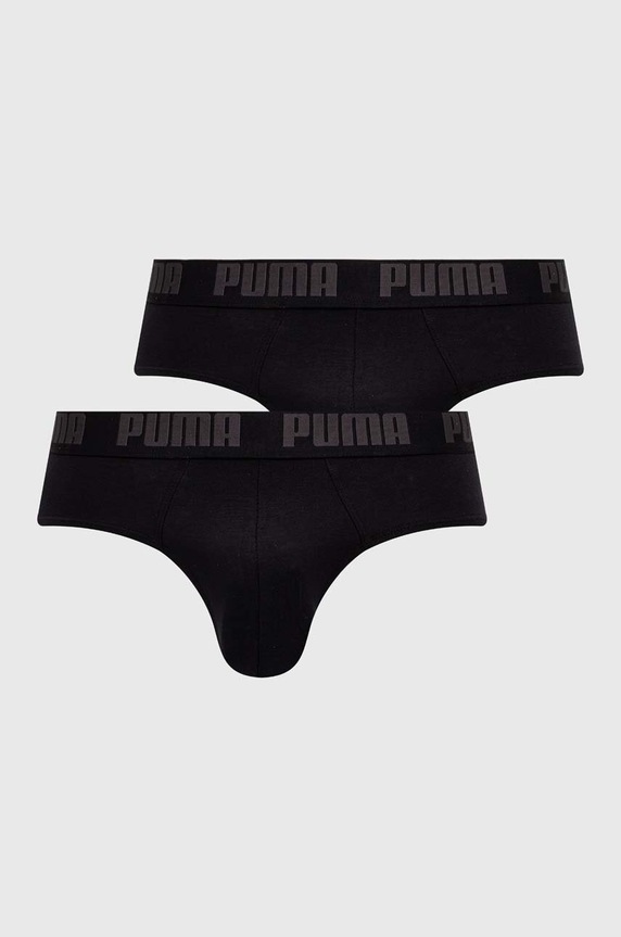Puma slipy męskie bawełniane z elastanem Everyday Brief 2-pack dzianina czarny 938322