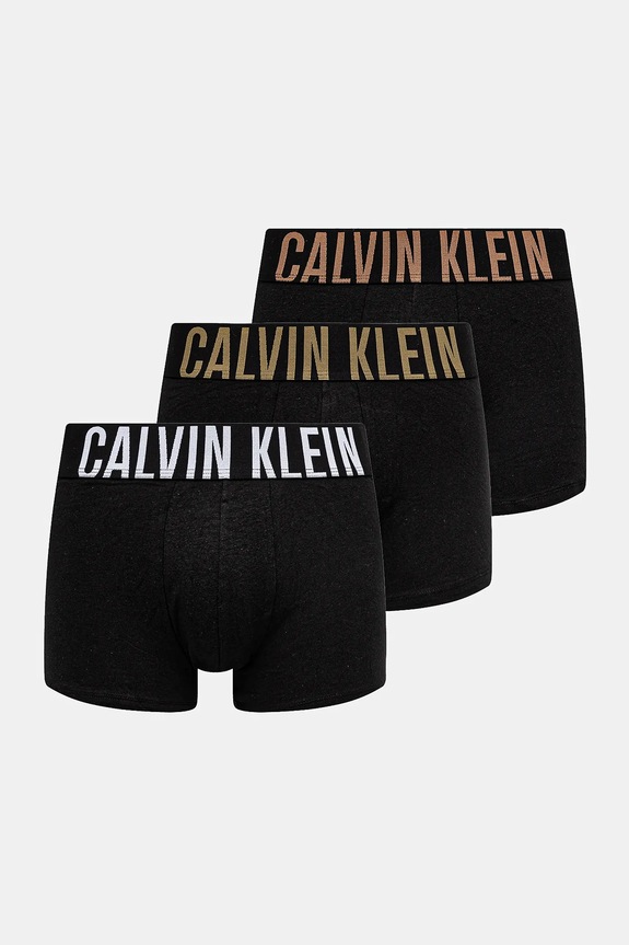 Calvin Klein Underwear boxeralsó férfi pamut elasztánnal 3-as csomag sima fekete 000NB3608A