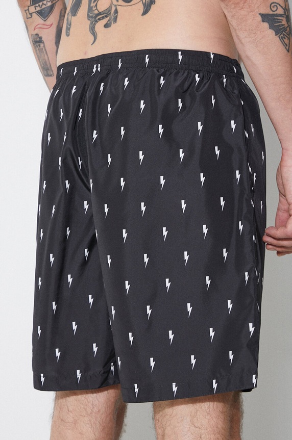 Îmbrăcăminte Neil Barrett pantaloni scurti de baie All-Over Micro Bolts Swim Long Shorts MY58026B.Y068.524N negru