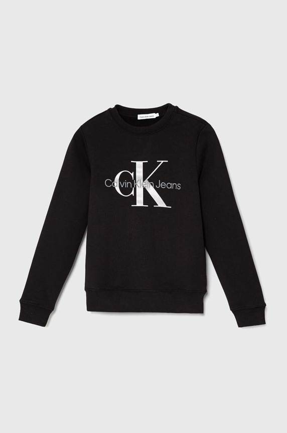Dječja pamučna dukserica Calvin Klein Jeans print crna IU0IU00602.128.176.PPYH