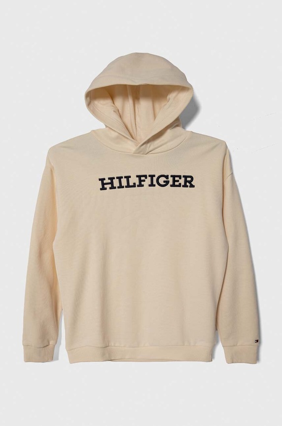 Tommy Hilfiger bluza bawełniana dziecięca z kapturem beżowy KS0KS00537.128.176.PPYH