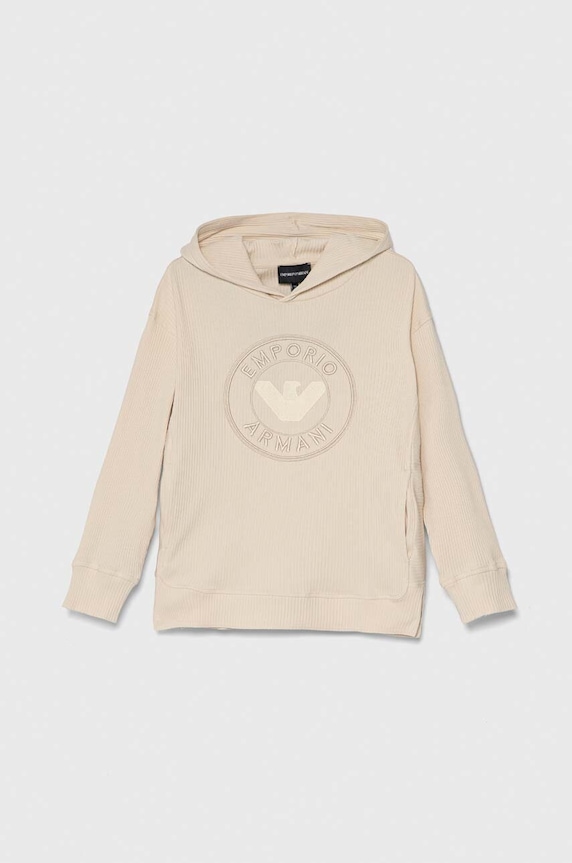 Dětská mikina Emporio Armani s kapucí béžová 3D4MJ7.3J5SZ