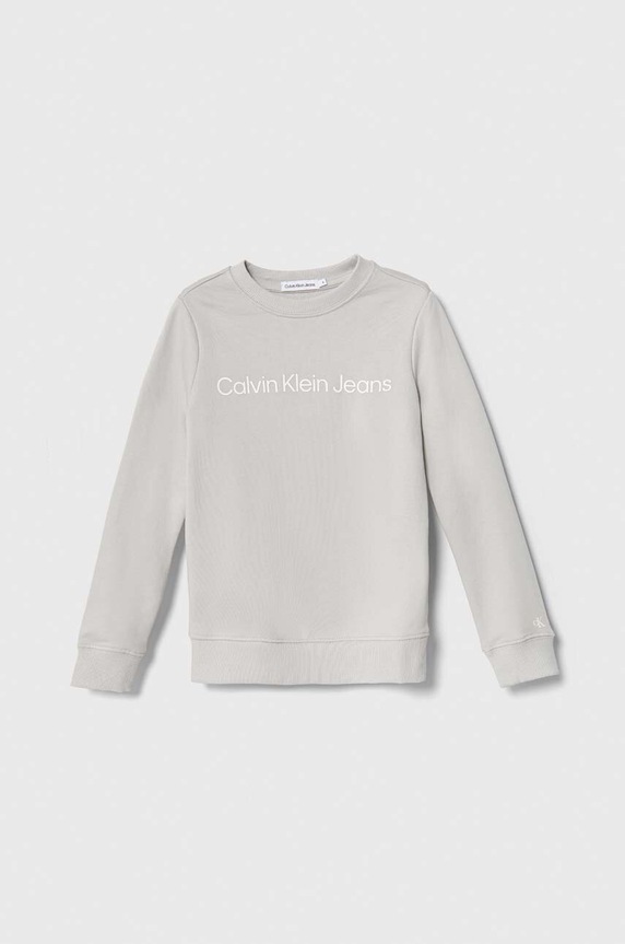 Calvin Klein Jeans bluza bawełniana dziecięca nadruk szary IU0IU00581.PPYH