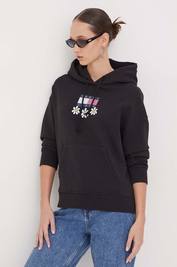 Tommy Jeans pamut melegítőfelső fekete DW0DW17708