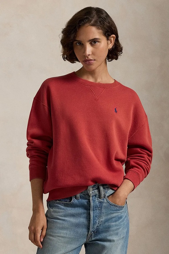Mikina Polo Ralph Lauren bez kapuce červená 211943006