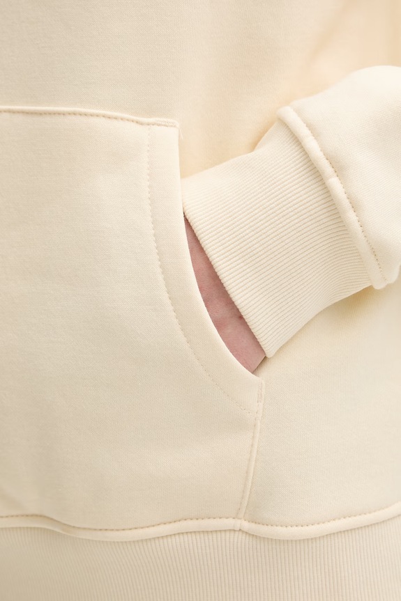 Tommy Jeans mikina s kapucí dámská bavlněná s elastanem DW0DW17324 béžová