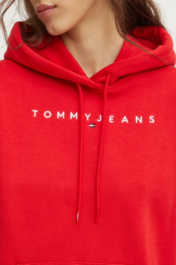 Tommy Jeans dukserica sa kapuljačom ženska od pamuka s elastanom DW0DW17324 crvena