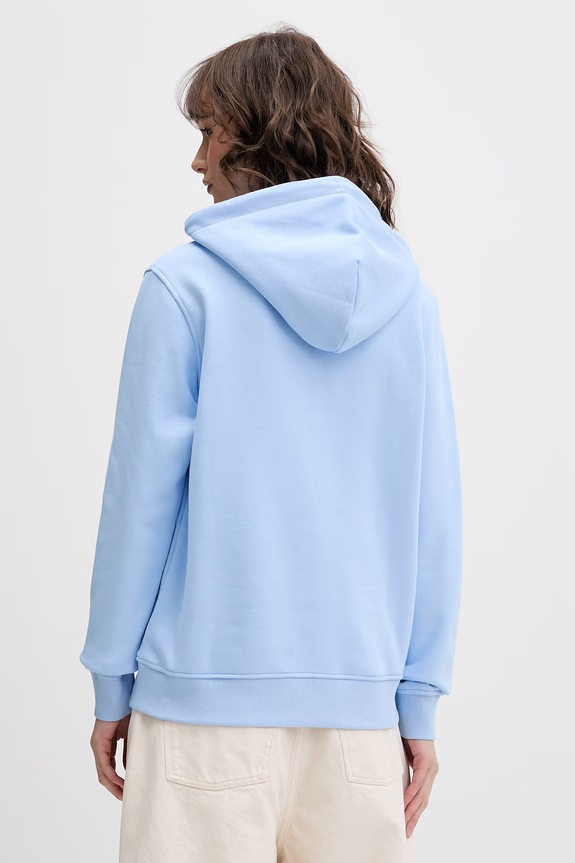 Oblečení Tommy Jeans mikina s kapucí dámská bavlněná s elastanem DW0DW17324 modrá