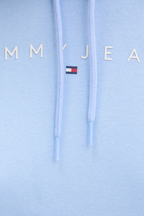 Tommy Jeans mikina s kapucí dámská bavlněná s elastanem DW0DW17324 modrá