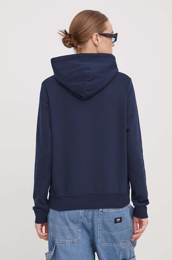 Ruházat Tommy Jeans kapucnis melegítőfelső női pamut elasztánnal DW0DW17324 sötétkék