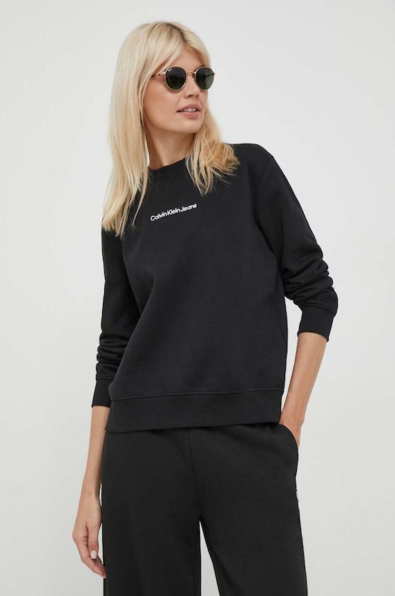 Mikina Calvin Klein Jeans bez kapuce černá J20J222548