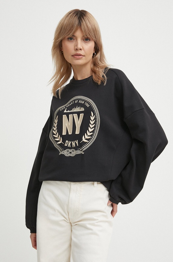 Bavlněná mikina Dkny bez kapuce černá D2A4A027