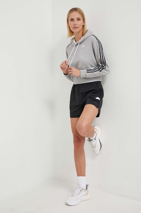 Bavlnená mikina adidas IN9931 sivá SS24