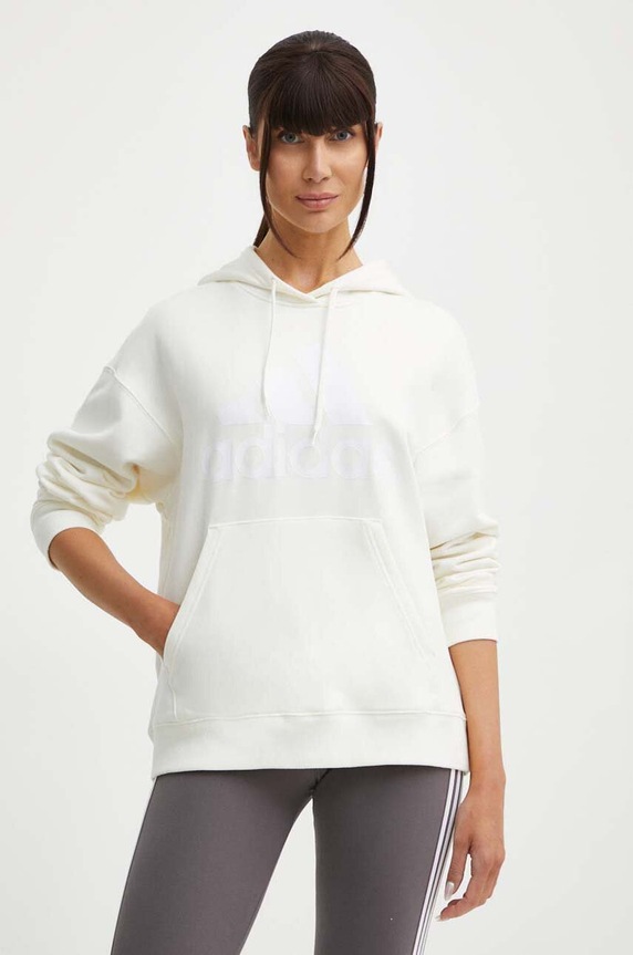 adidas bluza bawełniana nadruk beżowy IR5449