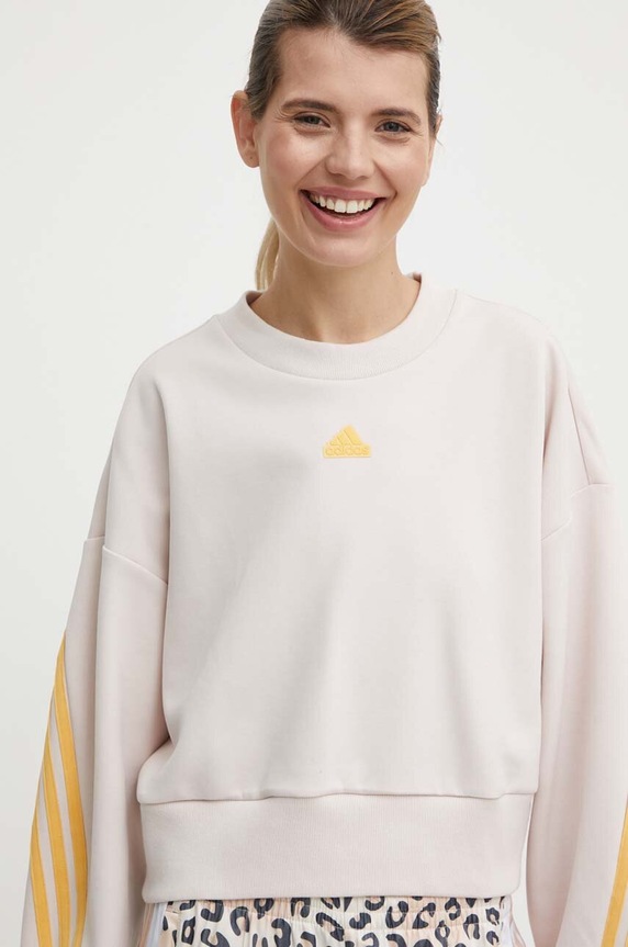 Суичър adidas без качулка бежов IS3882