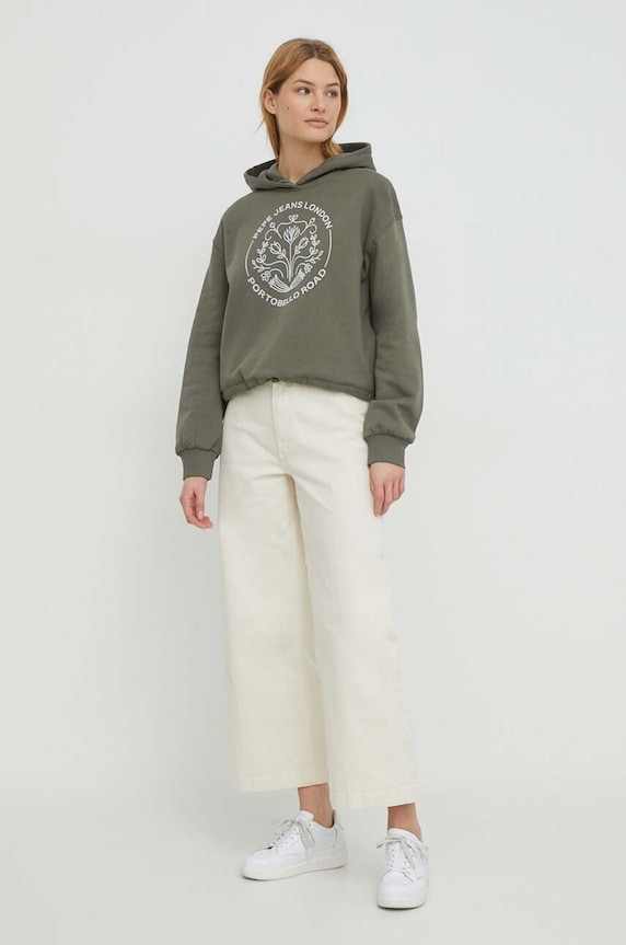 Bavlněná mikina Pepe Jeans HARIA PL581399 zelená SS24