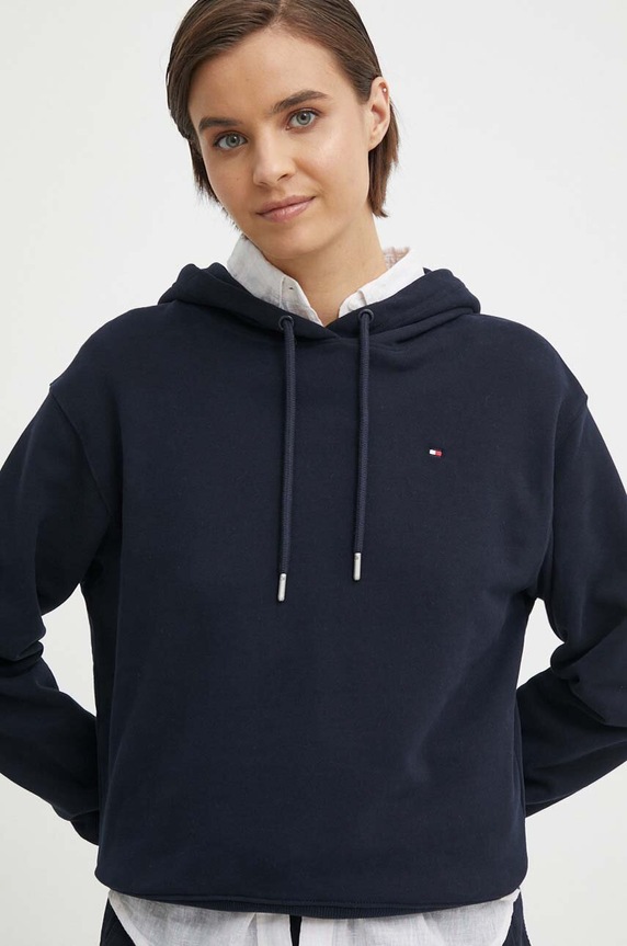 Tommy Hilfiger pamut melegítőfelső sötétkék WW0WW41245