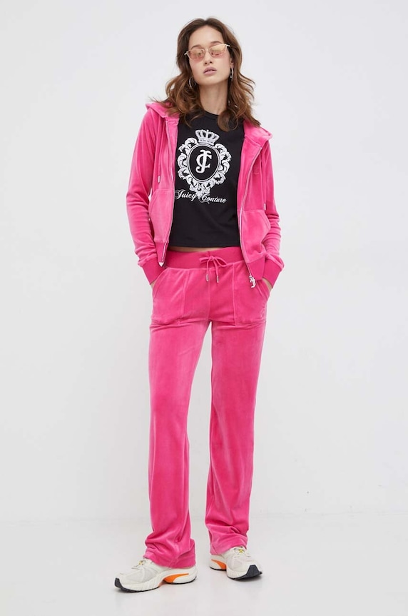 Juicy Couture bluza welurowa JCAP176.658 różowy SS26