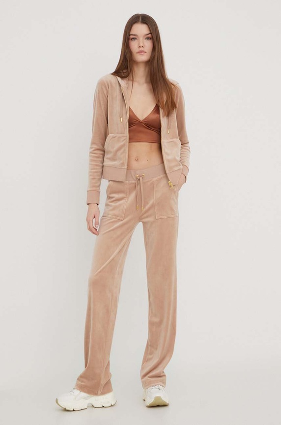 Juicy Couture bluza welurowa JCAP176G.506 beżowy SS24